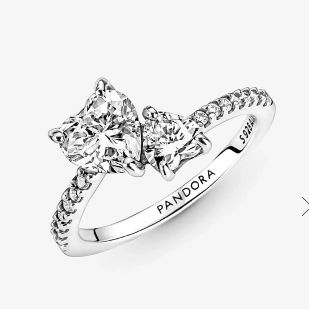 - Double Heart Ring ) 9.25 Sterling Silver & CZ Size 8